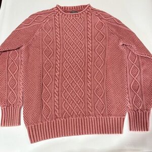 L.L. Bean Pink Cable Knit Sweater